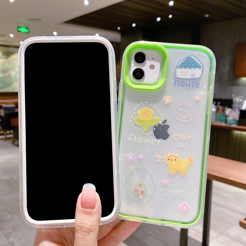 3 in 1 case Pelindung Anti Jatuh Motif Kartun Hewan Untuk iPhone 11 12 13 Pro MAX X XR XS MAX 7 8 Plus