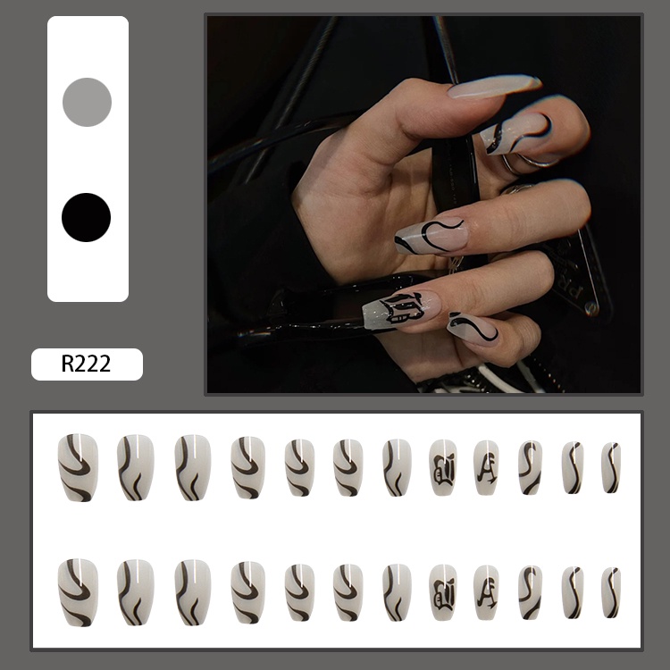 24pcs / Set Kuku Palsu Jelly Dengan Perekat Untuk Nail Art