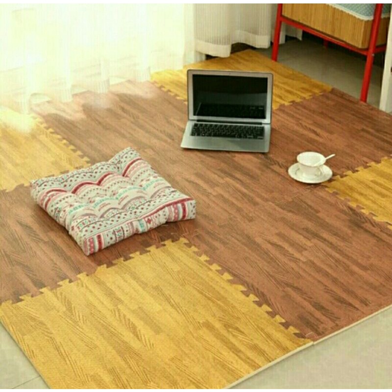 KARPET BUSA EVA SUSUN MOTIF KAYU,PUZZLE ALAS LANTAI EVA MAT,KARPET LANTAI PLAYMAT
