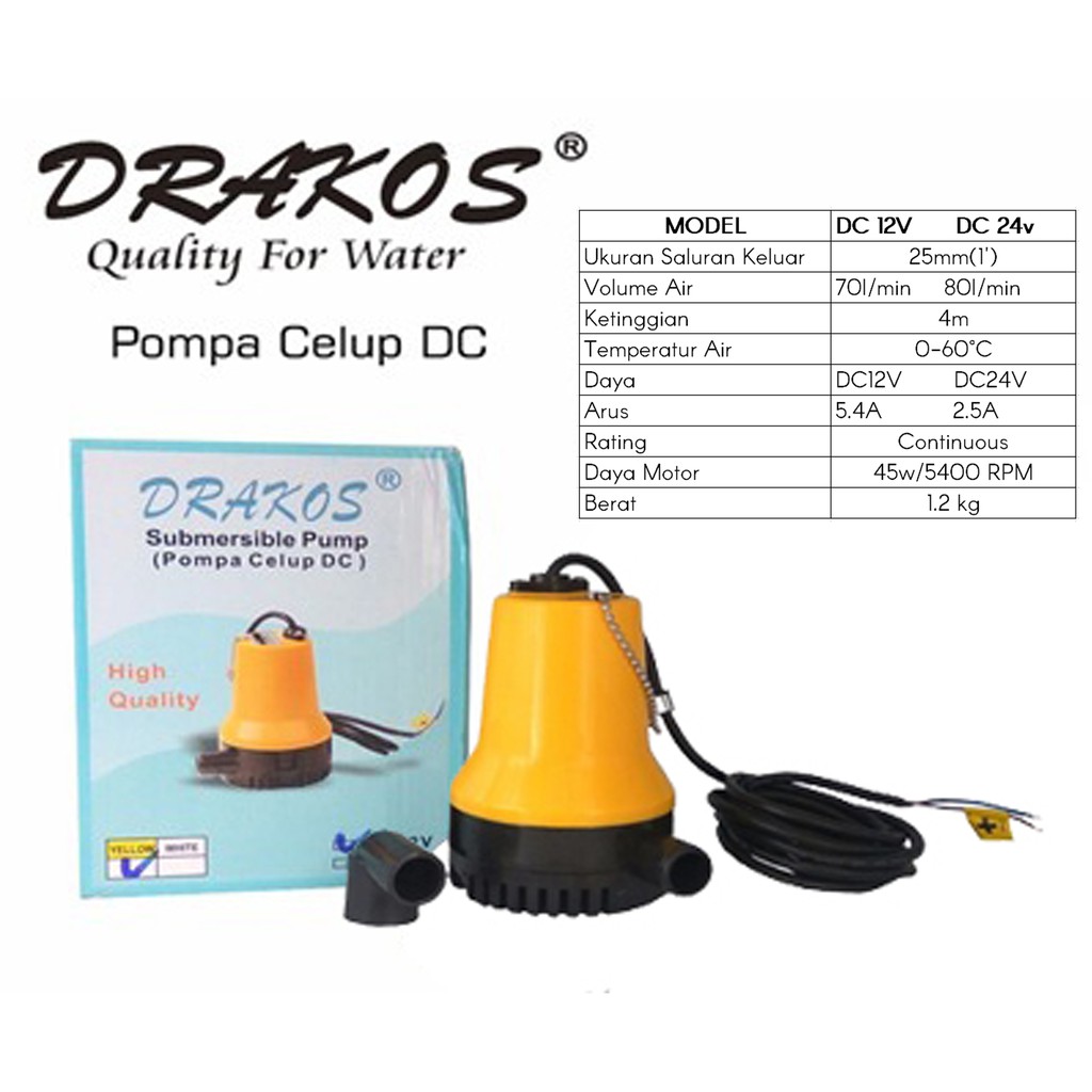 Pompa Celup DC 24volt drakos