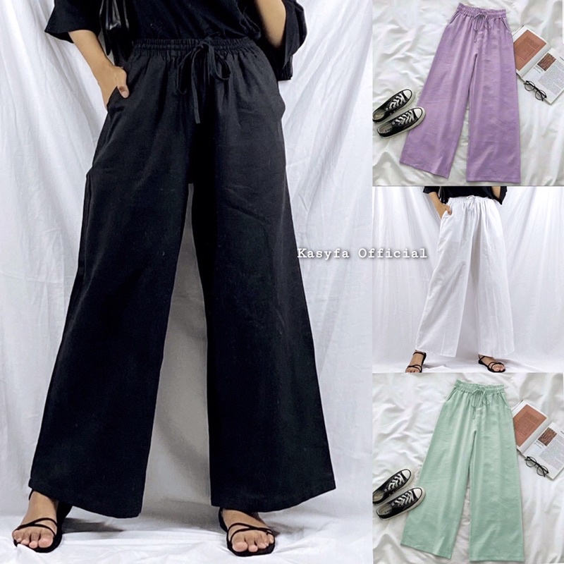 WIDI PANTS KULOT LINEN RAMI // CELANA KULOT HAWAI TALI