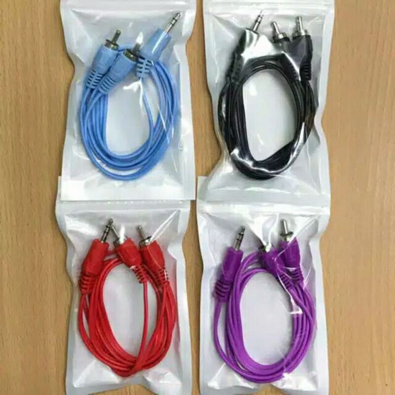 Kabel Audio RCA Aux 2in1 Pemutar musik HP ke Speaker panjang 1 meter