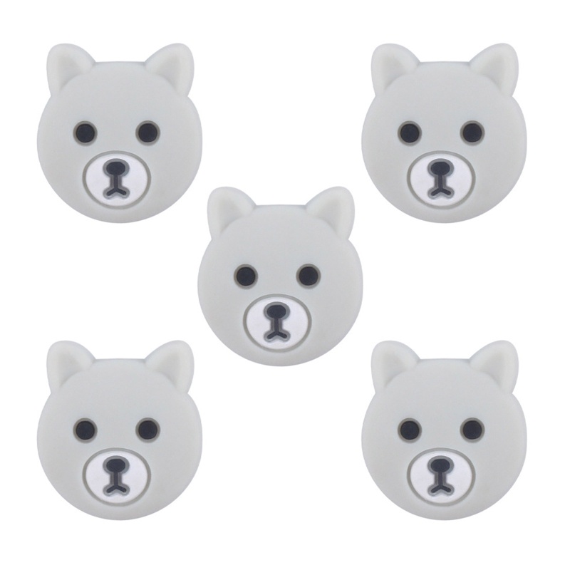 Mary 5pcs / set Klip Rantai Manik Silikon Desain Kartun Kepala Beruang Holder Dot Empeng / Kalung