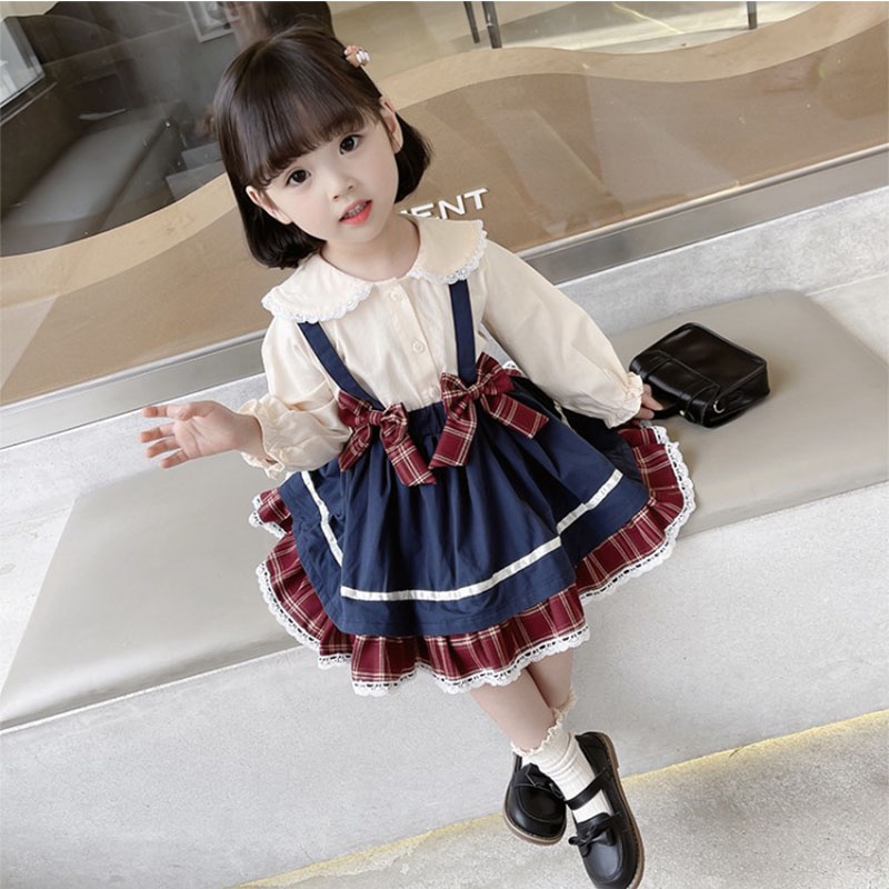 D- 834 DRess VINTAGE PITA2  / Dress katun anak cewek import / Dress baby import / Dress anak bayi lucu / Pakaina anak cewek import / Dress pita anak cewek / Dress anak 2 tahun-Dongker