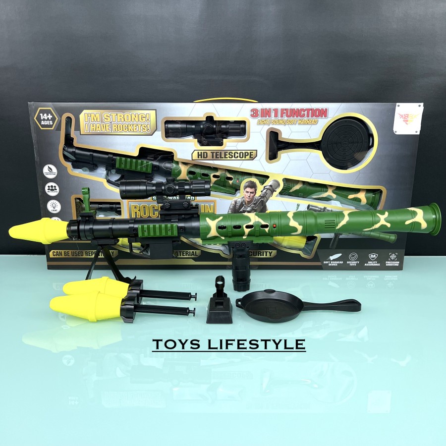 Mainan Tembakan Eva Soft Bullet Rocket Gun Basoka Bazooka