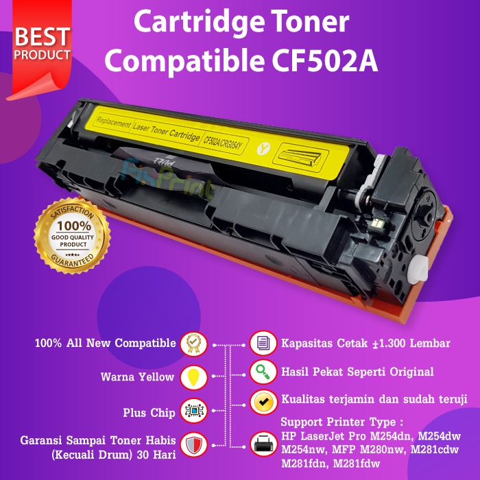 Cartridge Toner Compatible 202A CF500A CF501A CF502A CF503A HP Printer M254dn M254dw M280nw M281cdw