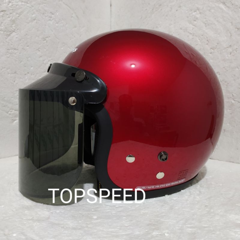 Helm cargloss red maron kaca bogo injak smoke