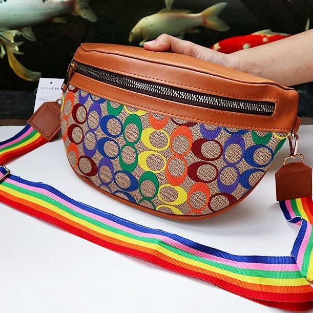 Kekinian Fashion Rainbow x6577 Waistbag Tas Wanita Selempang Murah Grosir free sarung / cover bag THR