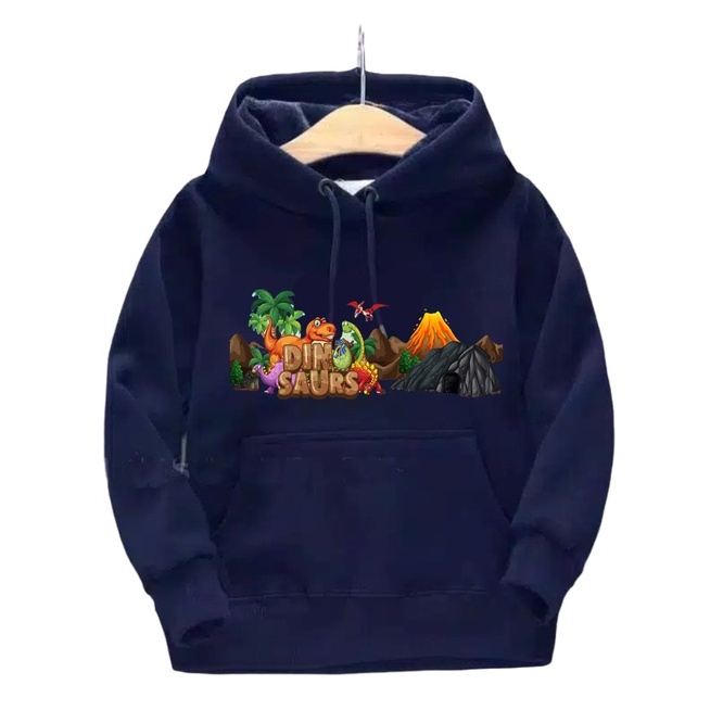 Sweater Anak Dino Land Hoodie Anak Fleece Usia 2 - 6 tahun