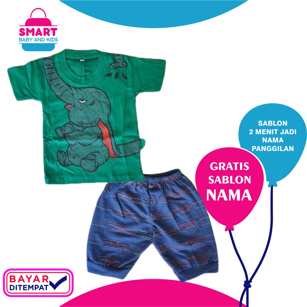 Baju Setelan Bayi Motif Gajah