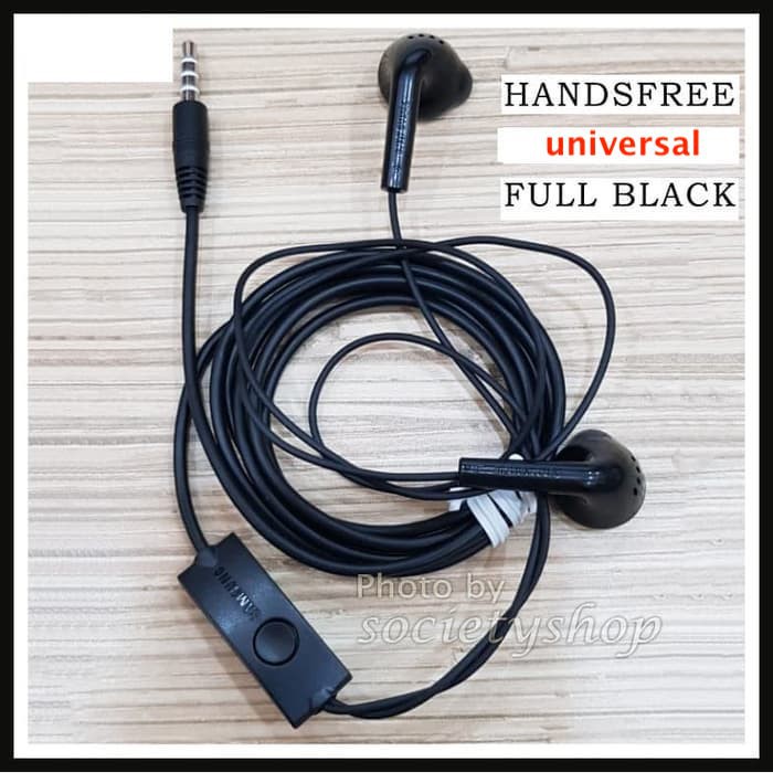 Handsfree Hitam Universal HP Black Headset hf earphone earpod smartphone phone