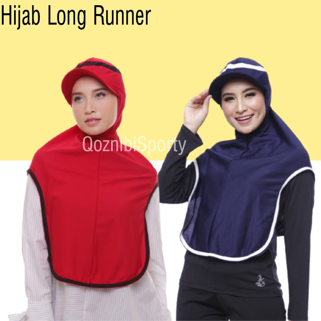 Hijab Olahraga muslimah panjang instan jilbab sport Attiqah long runner