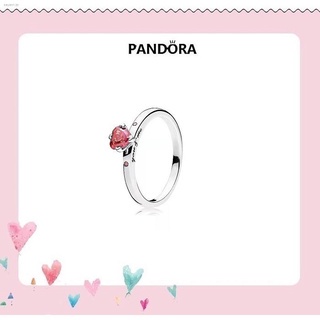 925 Pandora cincin perak cinta merah muda "You & Me"