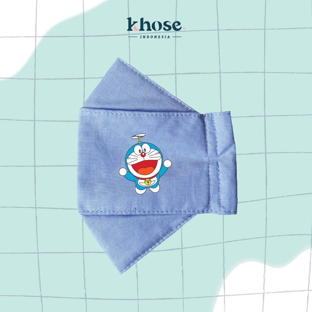 KHOSE Masker Kain 3D 3PLY DEWASA Water Resistant DORAEMON / Masker Custom Karakter Anime Manga