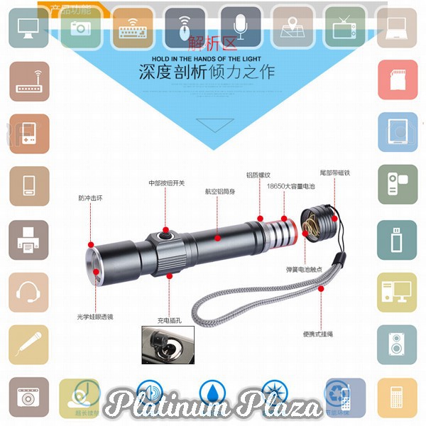 TaffLED Senter LED Mini Waterproof Magnetic - WT518 - Black`6AKMDE-