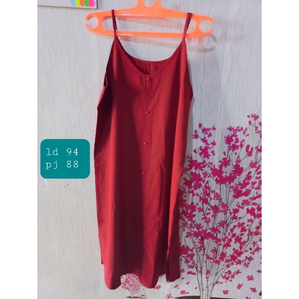 dress outer/inner overall merah marun preloved