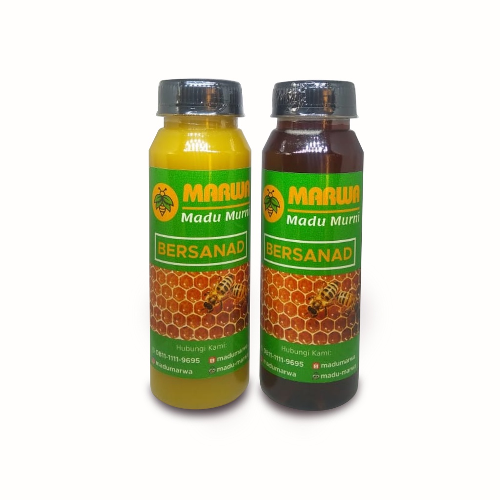 

(PAKET LENGKAP) 2 Varian Madu Marwa - Madu Murni Bersanad Nektar Pohon Akasia & Kaliandra