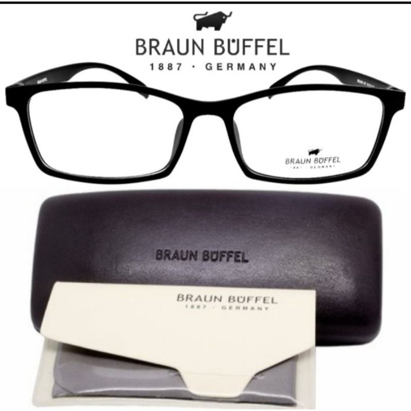 Kacamata Frame Minus Pria Dan Wanita Original Braun Buffel 29406 Col.209 - Black Glossy