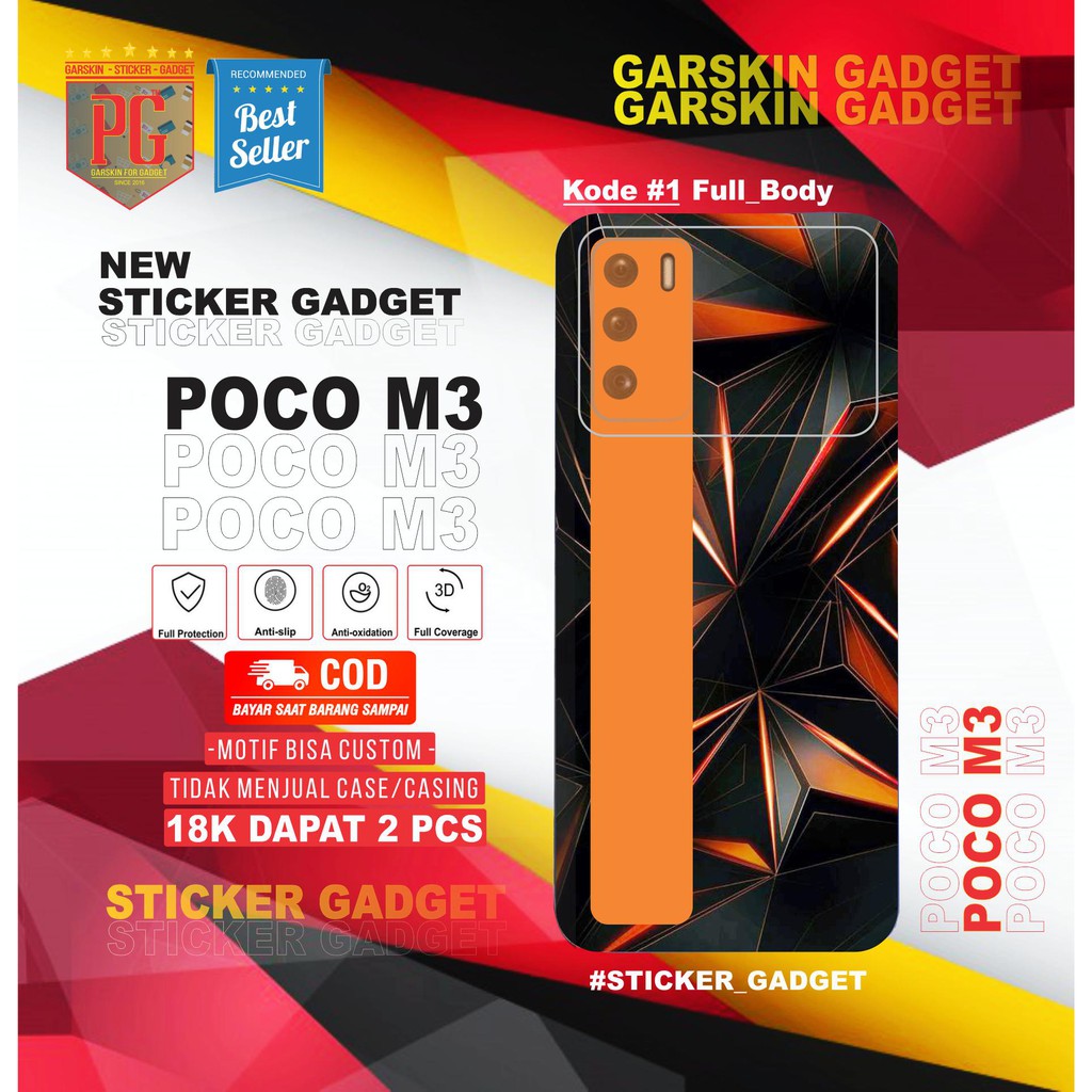

Garskin POCO M3 Sticker Gadget Motif Orange Color(Isi 2pcs)