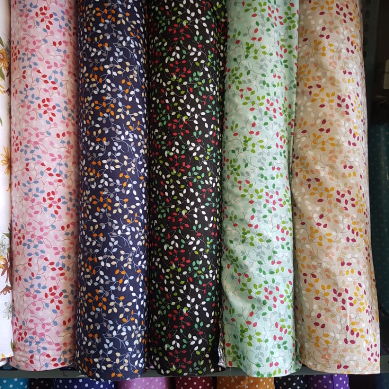 kain  katun reactive motif daun kecil