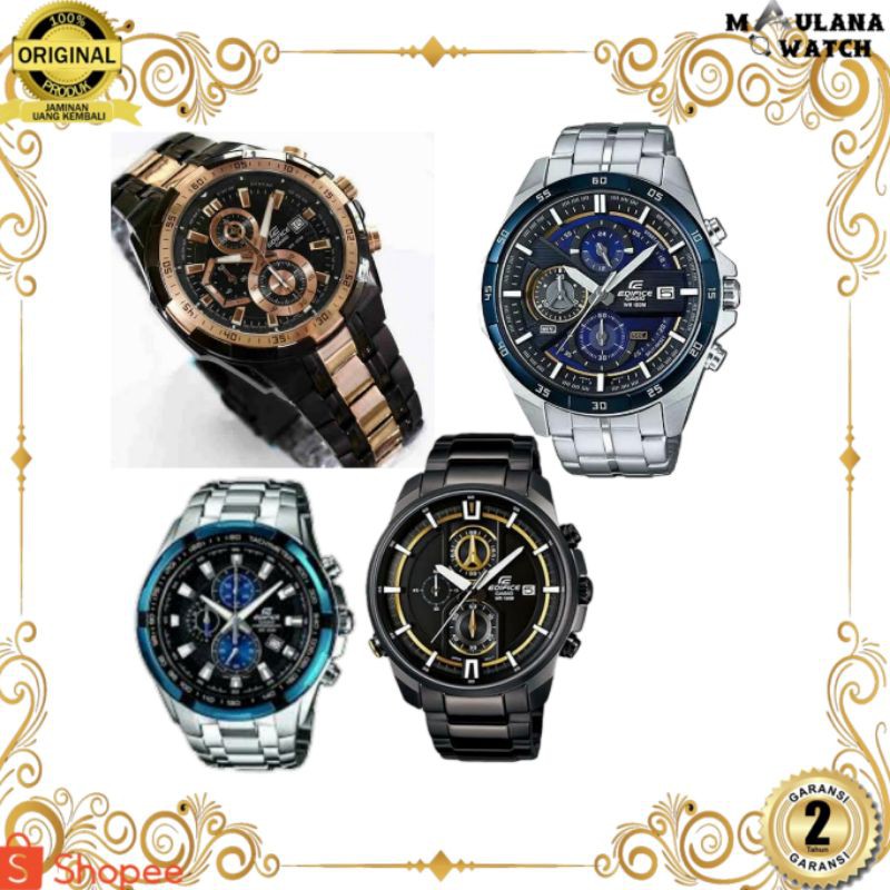 JAM TANGAN PRIA WANITA | RANTAI | KULIT | KARET | MURAH | PRIA | CASIO EFR 533 | 539 BK HITAM ROSEGO