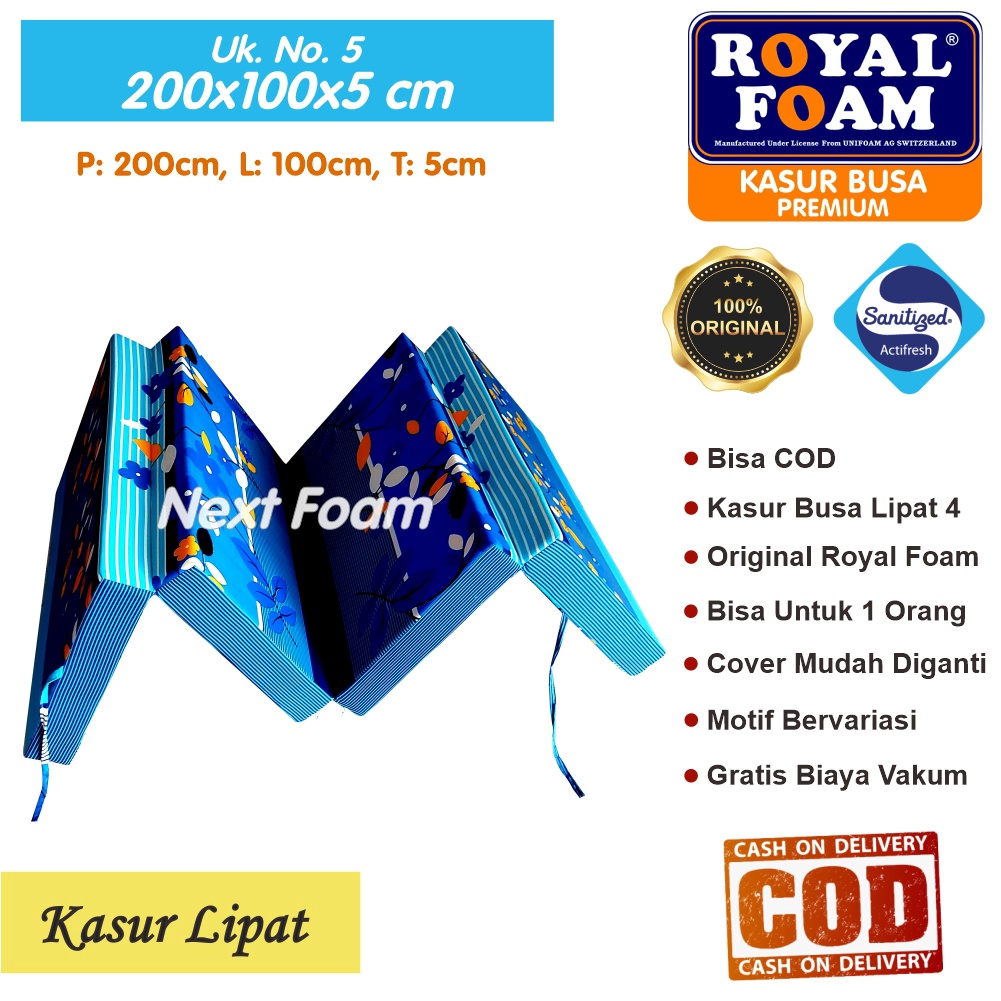 Kasur Busa Lipat Royal Foam Ukuran No 5 200x100x5 cm Tebal 5 cm D16 ORIGINAL