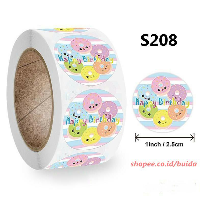 Stiker Sticker Happy Birthday Segel Kemasan Label Ucapan Selamat ulang tahun ultah ulangtahun kado gift box dus hampers dekorasi kartu ucapan hangtag topper kue tart parcel bingkisan souvenir hadiah-S 208
