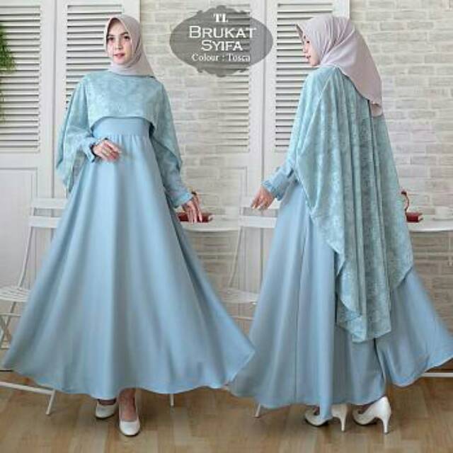 FASHION GAMIS MUSLIM MODERN MODEL TERBARU MASA KINI GAMIS JUMBO MAXI DRESS MUSLIM BRUKAT TANPA HIJAB