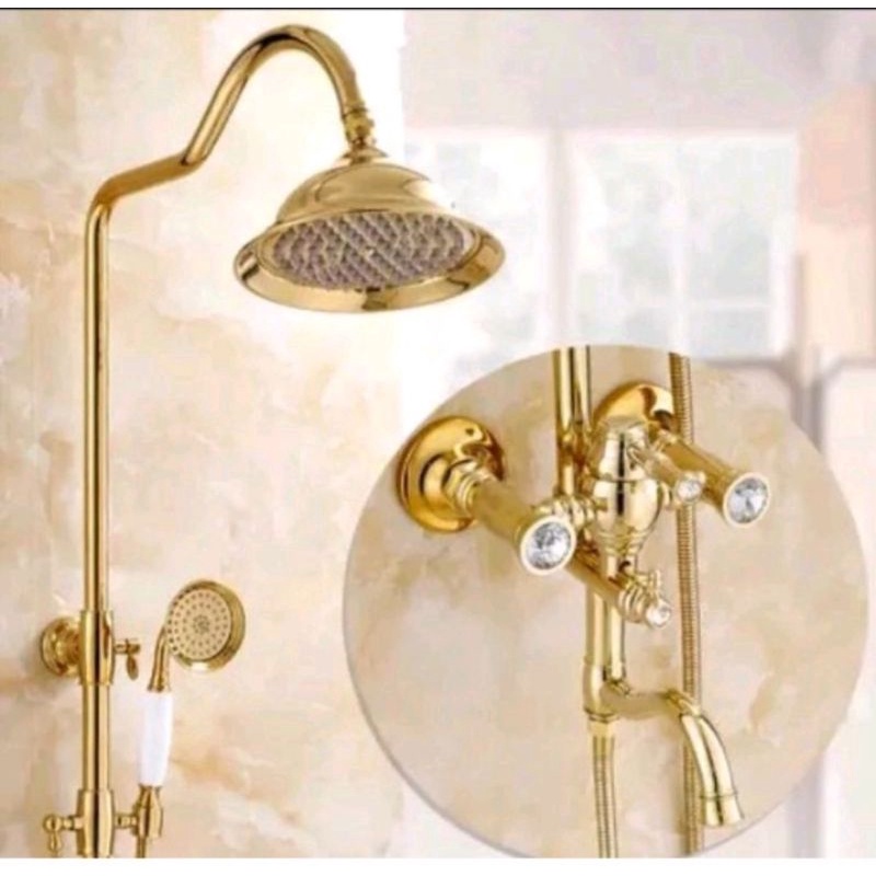 Shower tiang gold emas panas dingin / Kran tiang column gold