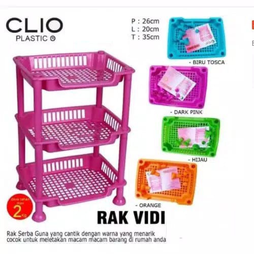 RAK CLIO VIDI 3 SUSUN - RAK SUSUN PLASTIK SERBAGUNA