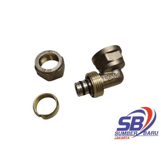 SOKET SAMBUNGAN AIR PANAS KUNINGAN - L DRAT DALAM WALL FLANGE SBJ