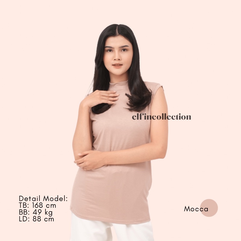 Manset Baju Kutung Turtleneck | Inner Tanpa Lengan Kaos Rayon Premium | Manset Dalaman Wanita Kutung Adem Strech Antibau | Manset Yukensi | Manset Lekbong