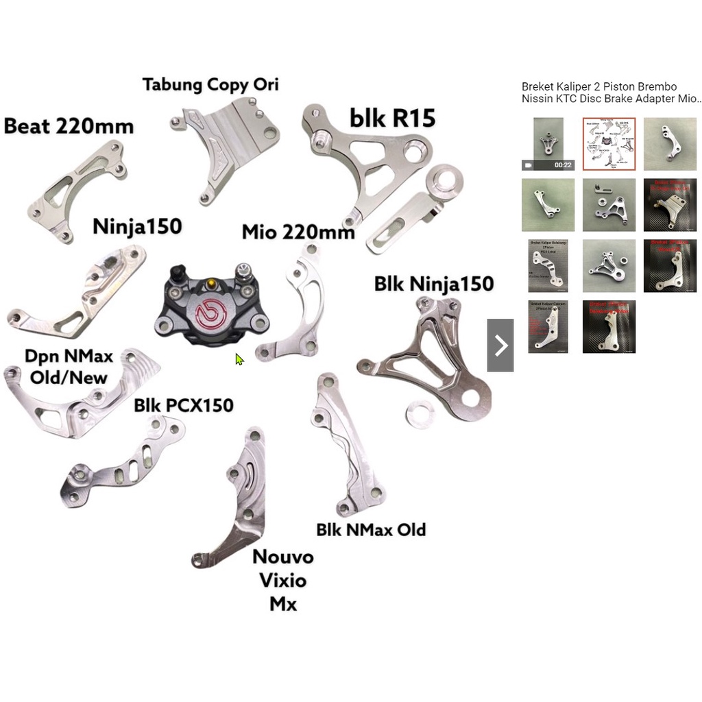 Breket Kaliper 2p Piston  KTC blembo nssn Disc Braket Adapter Mio Beat Nouvo Wave Ninja150 R15 NMax PCX Aerox Vario125