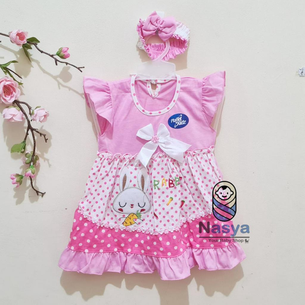 [P-055] Dress Bayi / Setelan Baju Bayi 0-6 Bulan Bahan Kaos PE - Planet Kids (Planet Kid)