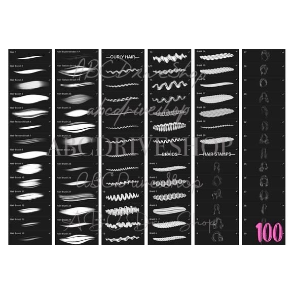 Procreate Brush - Hair Braids Curly Wavy Brushes