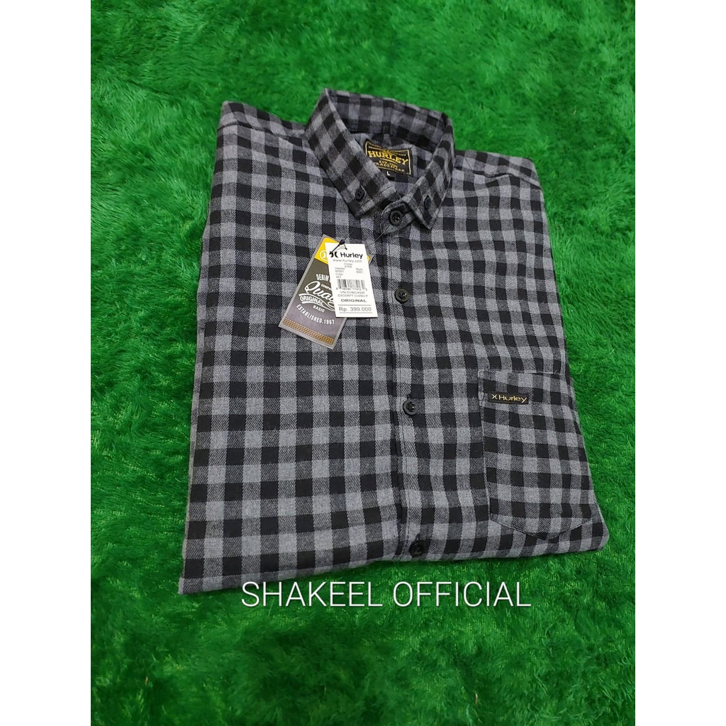 KEMEJA FLANEL PRIA PREMIUM KOTAK KECIL ABU LENGAN PANJANG