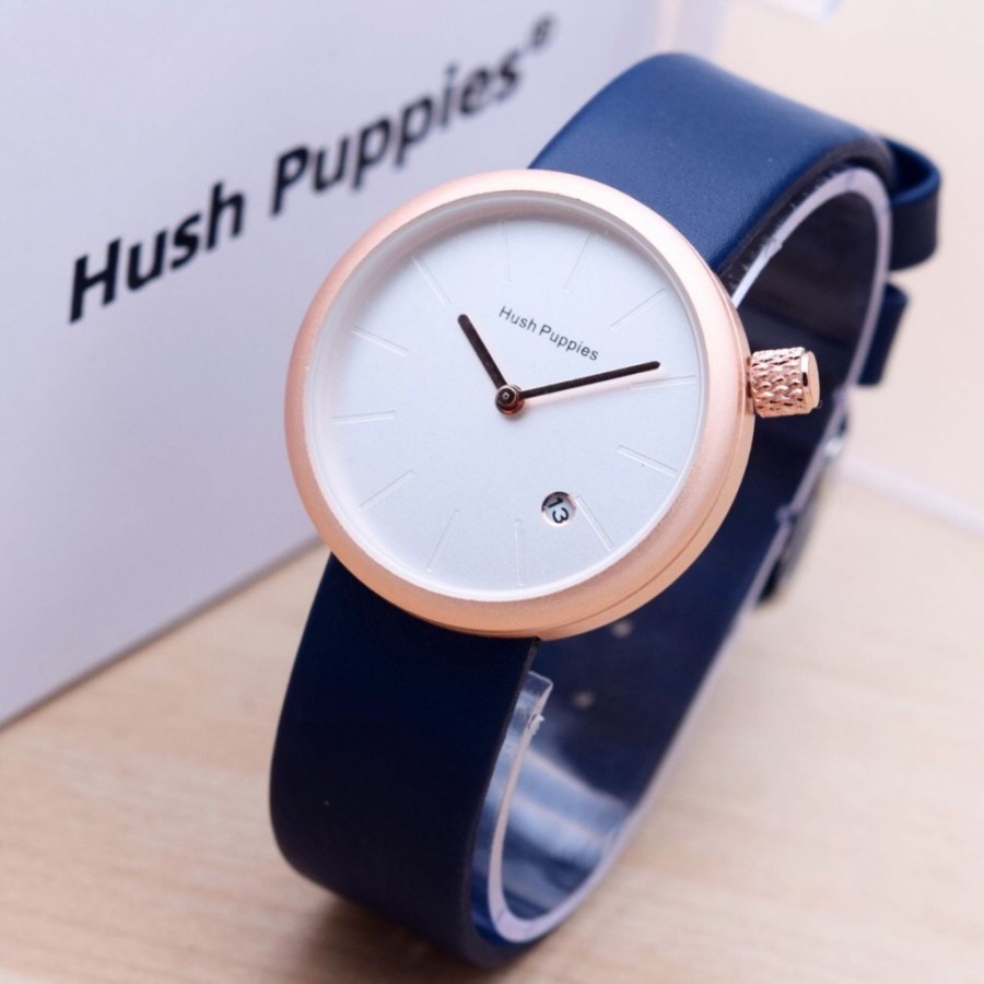 PA JAM TANGAN WANITA PRIA ANALOG HUSH PUPPIES FASHION BULAT KULIT TANGGAL GROSIR CASUAL COUPLE HP004