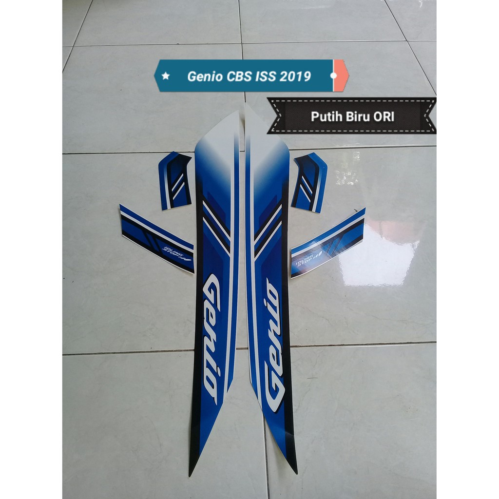 Striping Stiker Lis Motor Honda Genio CBS ISS 2019 Putih Biru