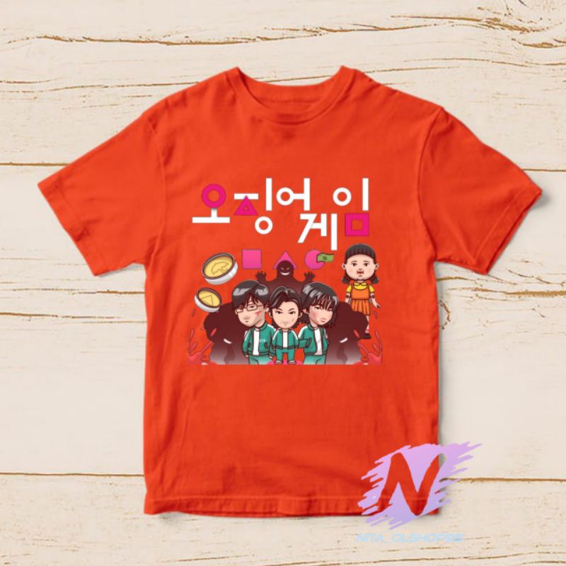 squid game kaos anak karakter logo baju squid