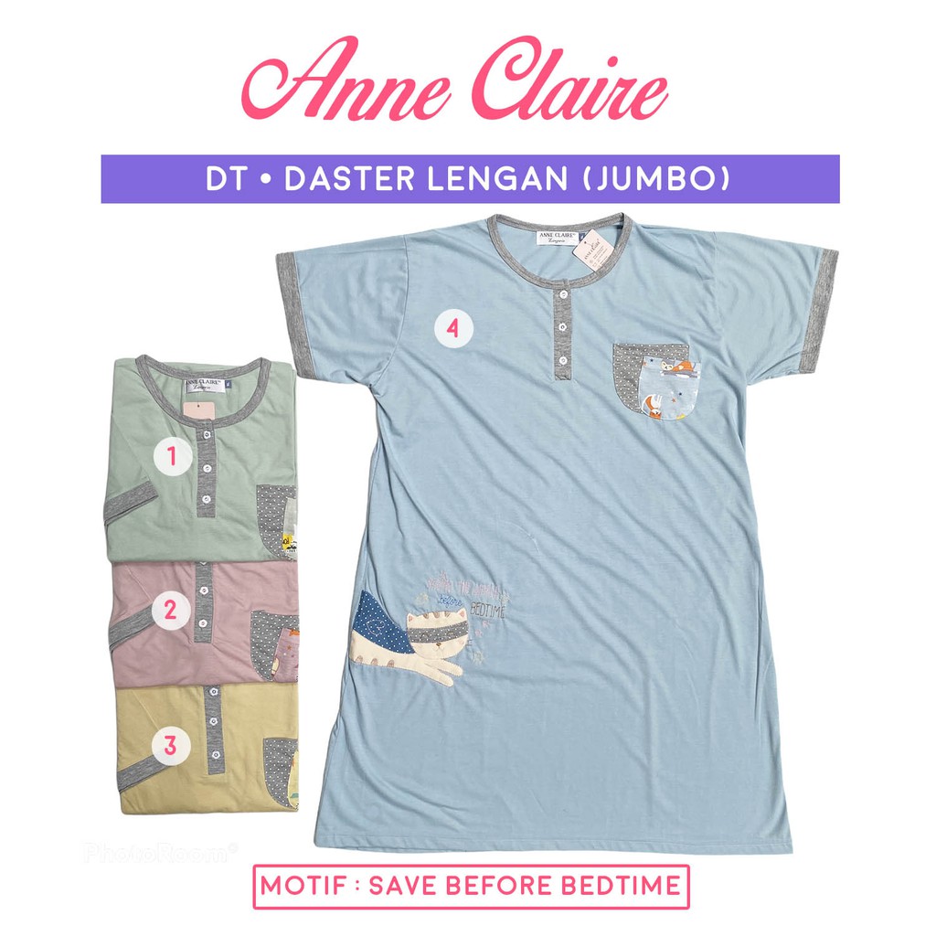 Daster DT Lengan Pendek Jumbo / Big size XL / 2L (Kancing 3) Anne Claire Dewasa BabyDoll Baju Tidur