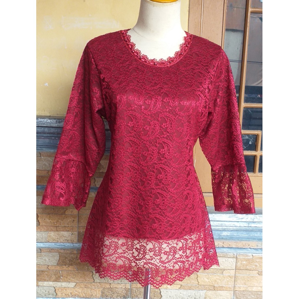 Atasan brukat by Aushia || Atasan Brokat modern || Blus Brokat simple-3