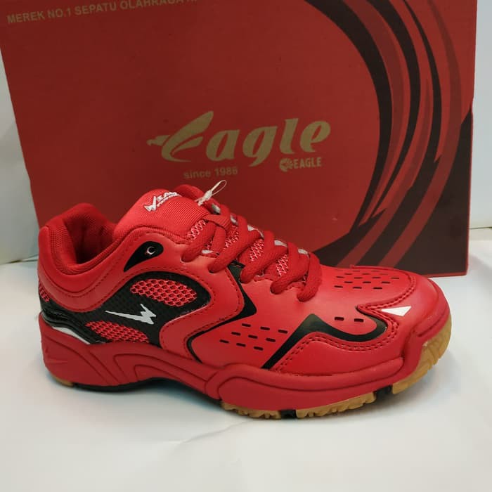 sepatu badminton anak eagle "OLYMPIA JR" red/ black