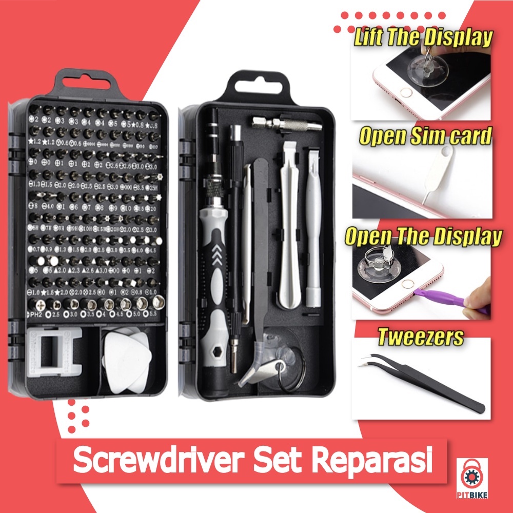 YALKU Obeng Set Service HP Full Set Alat Reparasi Smartphone Laptop Elektronik Sim Ejector 115 in 1