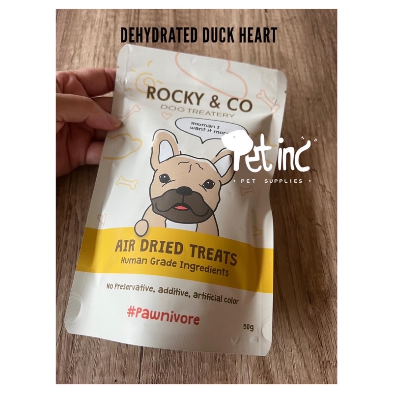 Rocky dehydrated duck heart jerky