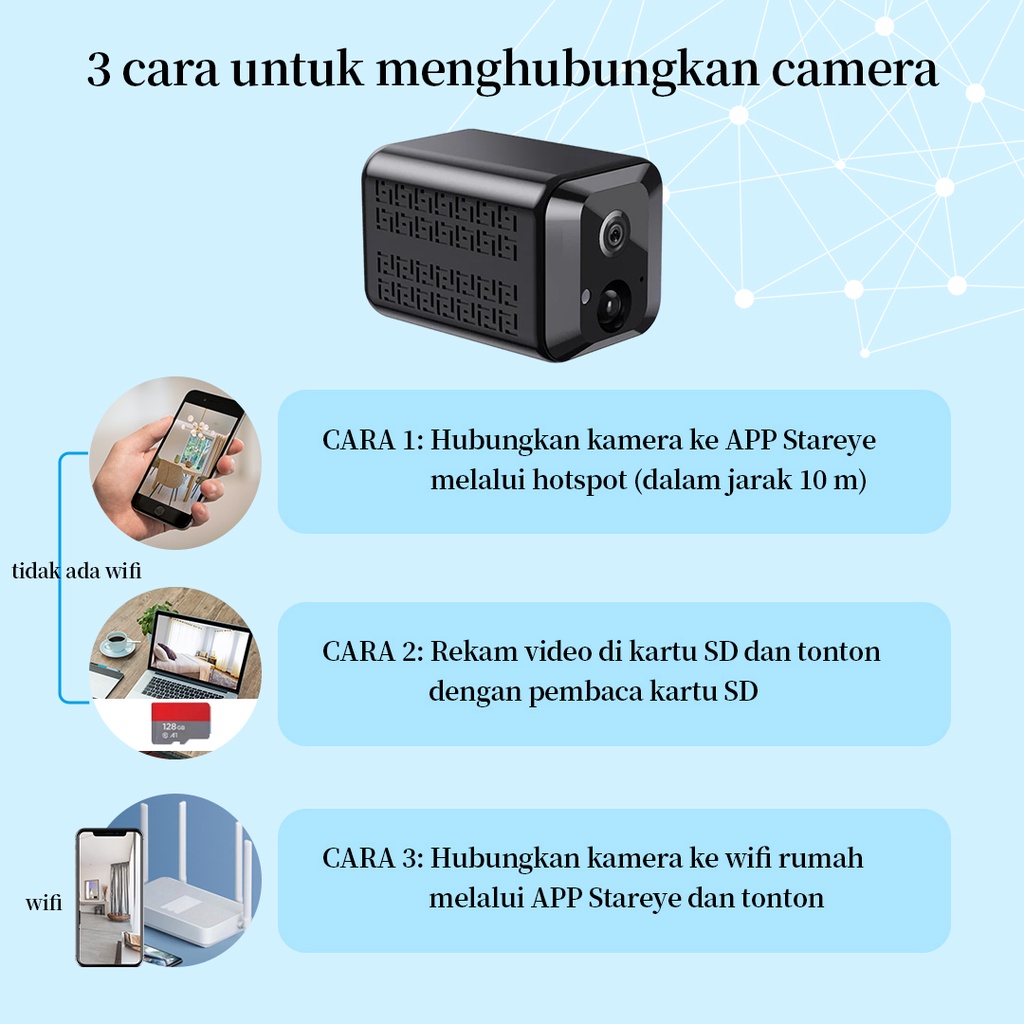 XIHANCAM 5MP Tahan Air Kamera CCTV Mini Tersembunyi Tanpa Kabel Baterai Internal Spy Camera Mini Wifi 1944P Wireless Portable Hidden Camera Cctv Wifi Mini Spy Cam CCTV Indoor Ip Camera Outdoor Security Kamera Kecil Pengintai Mini Spycam