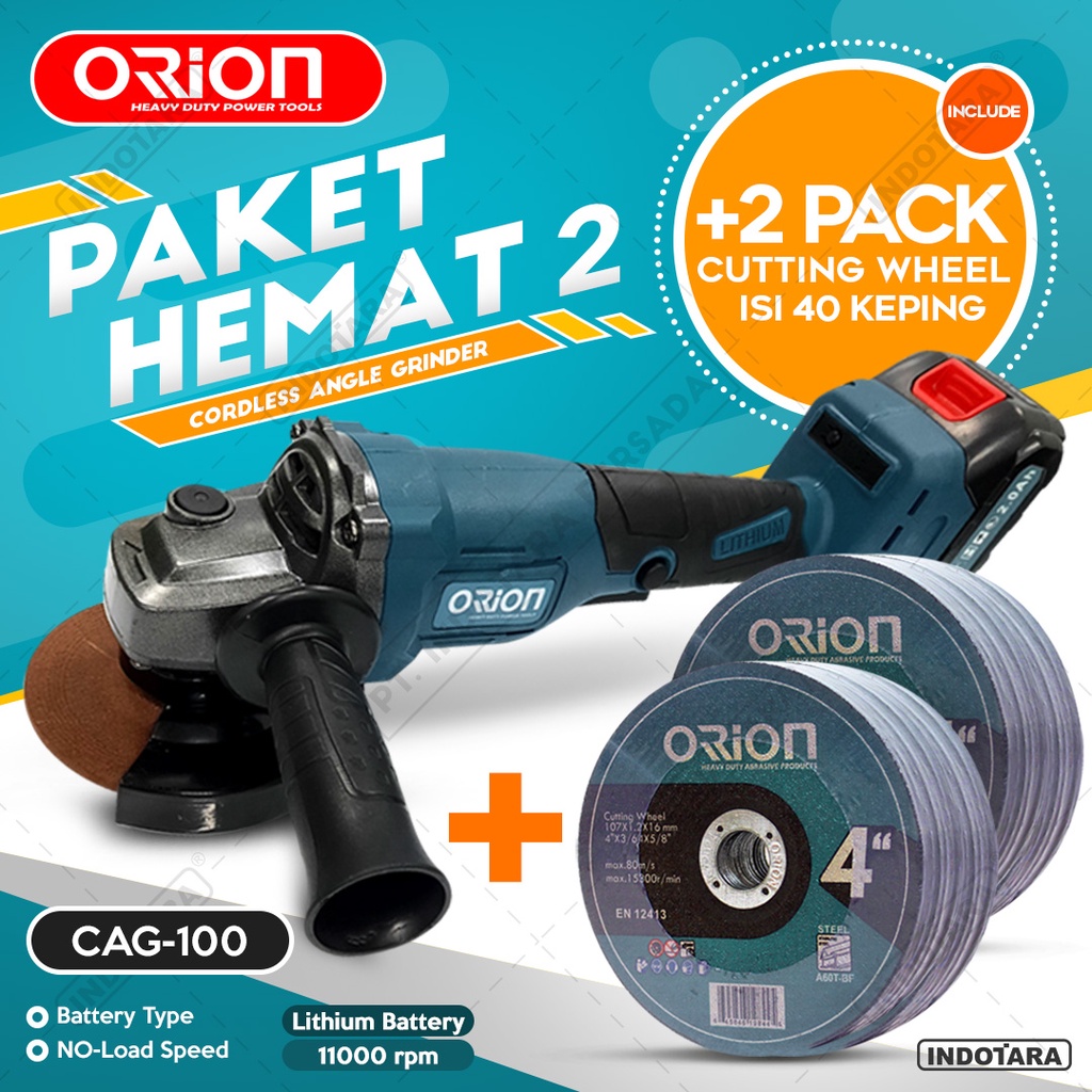 Paket Hemat 2 - Gerinda Tangan Orion CAG100 - 2 Pack Mata Gerinda Potong