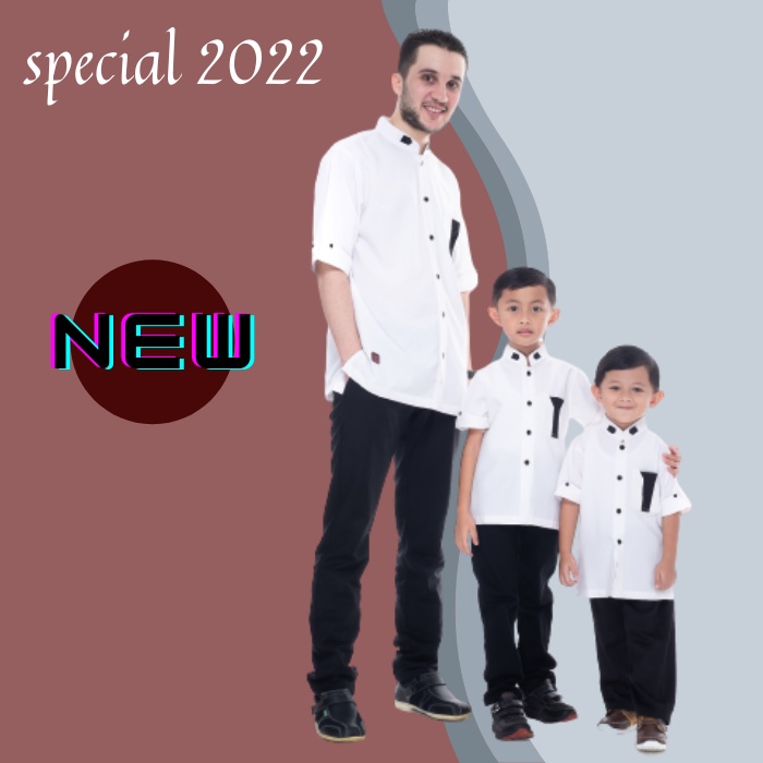 Baju Koko Kemeja Couple Kapel Ayah Dan Anak Laki Laki Cowok Pria Atasan Fashion Muslim Original Bran