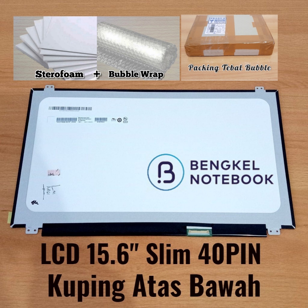 LCD 15.6&quot; LED 15.6&quot; WXGA LED Socket 40 pin slot Kanan kuping atas bawah