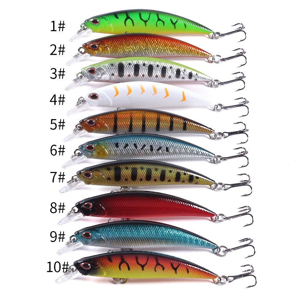 HENGJIA 10Pcs Sinking Minnow Umpan Pancing 8cm/9g Hard Swimbait Fishing Lure Ikan Bait Bass Wobbler Tackle