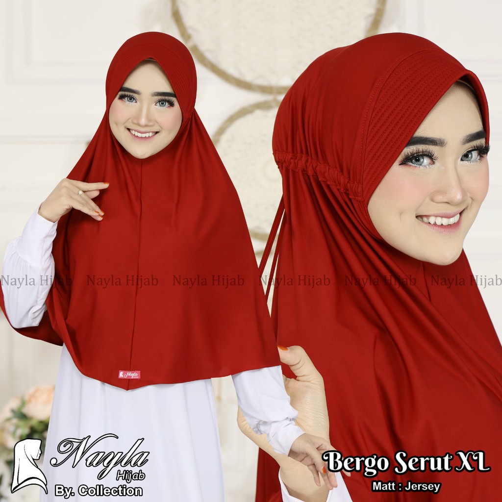 Jilbab Instan Bergo Serut M,L,XL Kerudung Instan Bergo Serut Original Nayla Hijab Bergo Serut Nayla Hija'b